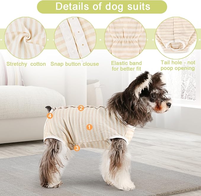 Etdane Dog Diapers Sanitary Panties Physiological Period Shirts Surgical Recovery Suits for Male and Female Dogs, Yellow/Large