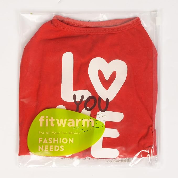 Fitwarm Love You Dog Shirt, Funny Valentines Outfit for Small Dogs Boy Girl, Festive Pet Clothes, Red, White, XL