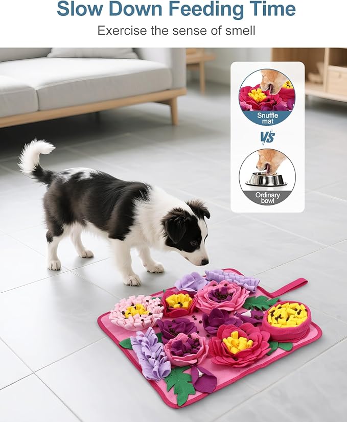 Snuffle Mat for Dogs - 15.4x15.4 Inch for Small & Medium Breeds, Cats & Rabbits | Interactive Slow Feed Sniff Mat with Non-Slip Bottom to Encourage Natural Foraging & Calming