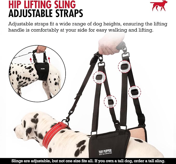 Tuff Pupper Dog Sling Hip Harness | Rear Lift Support for Senior & Injured Dogs | Adjustable Mobility Aid | Strong Padded Handle | Comfortable Design | Hip & Hind Leg Assistance (Large, Female)
