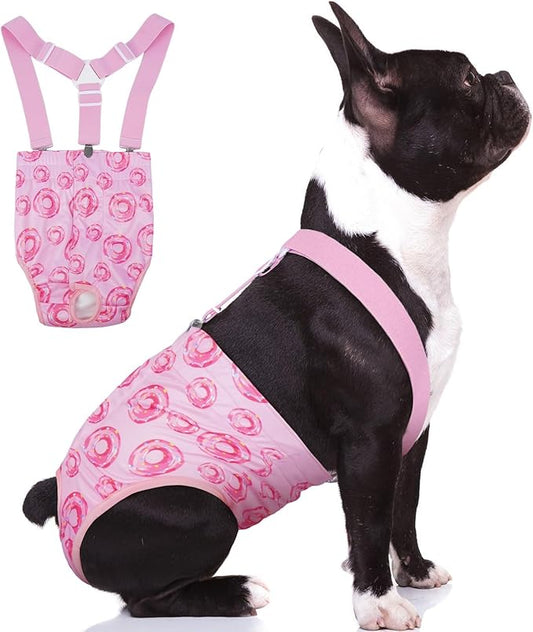 Reusable Female Dog Diapers with Suspender, Washable Dog Period Panties, Highly Absorbent Female Dogs Diapers for Heat Incontinence, Large