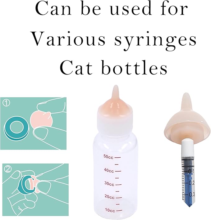 Feeding Nipple and Syringes,Puppy Kitten Nipple for Nursing, Newborn Baby Dog Cat Rabbit Feeding Nipple with Nipples Feeder Kit
