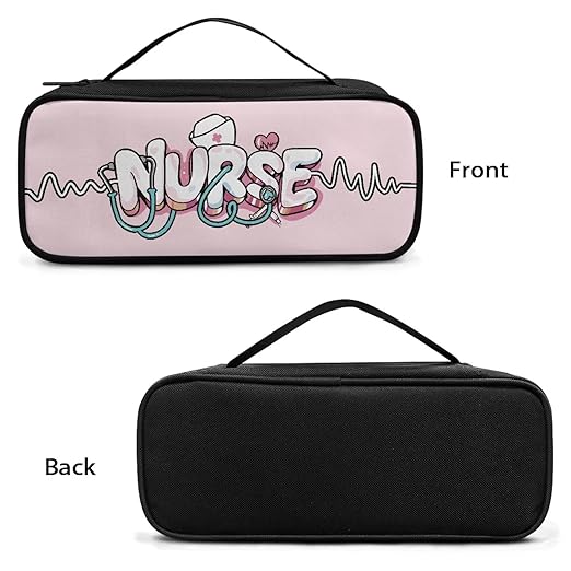 Gomyblomy Stethoscope Case with Extra Room and Handle for Nurses Doctors, Pink Nurse Print Stethoscope Holder Storage Bag Portable Travel Stethoscope Carrying Case