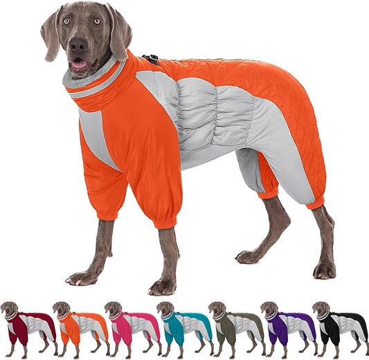 AOFITEE Large Dog Coat Warm Dog Jacket for Winter, Dogs Winter Coat with Harness Built in, Reflective Turtleneck Dogs Puffer Jacket Snowsuit, Full Body Fleece Coats for Small Medium Large Pet, XXL