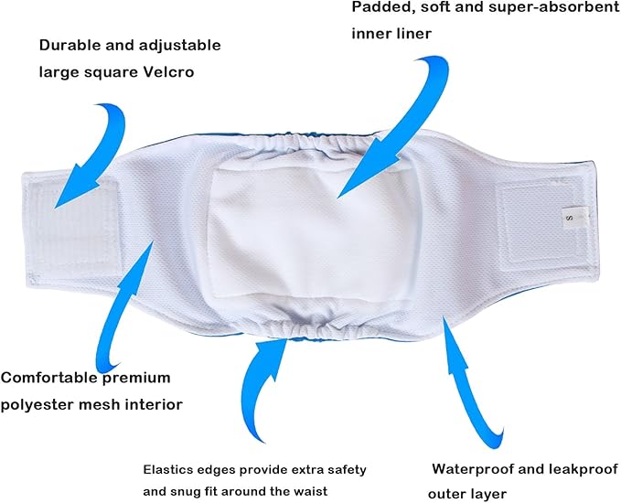 Teamoy Male Dog Belly Bands Washable 4-Pack, Reusable Dog Diapers Wraps for Incontinence & Marking (S,10"-13" Waist)
