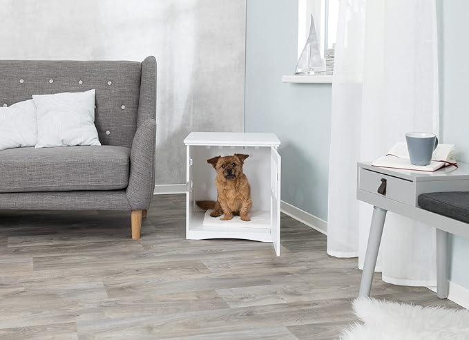 Trixie 19" x 20" Wooden Indoor Dog Crate, Small Side Table Home for Any Room, Ideal for Small Dogs, White