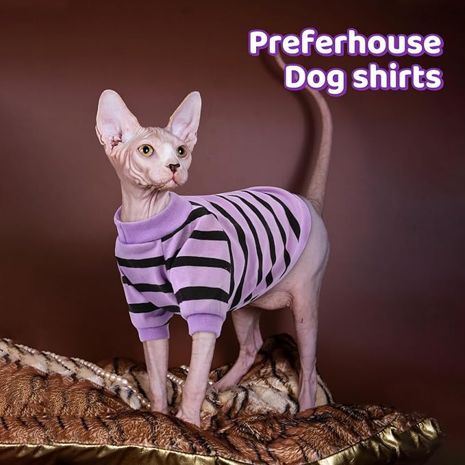 Dog Shirts for Small Dogs, Striped T-Shirts Dog Vest Pet Apparel Tee Shirts Spring Summer Suitable for Small and Medium Large Pets French Bulldog Bichon, Purple XS