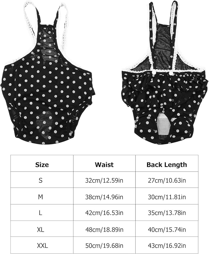 Kisangel Dog Diaper Female Physiological Pants Breathable Fabric and Adjustable Straps, Black L Size, Pet Sanitary Nappies for Female Dogs During Heat Cycle and Incontinence