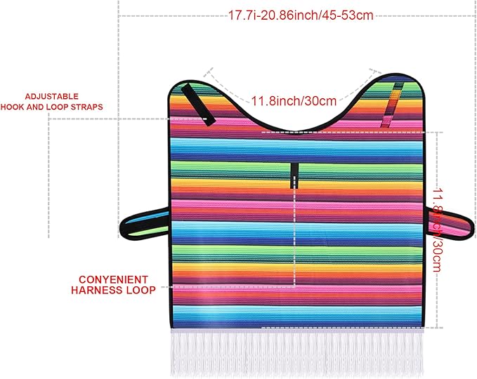 Weewooday Dog Sombrero Hat Pet Serape Poncho Costume Dog Multicolor Adjustable Mexican Straw Hat Chihuahua Clothes(Small)