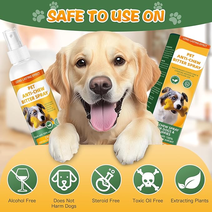 No Chewing Spray for Dogs, Anti-Chew Bitter for Dog Behavior Training Aid Spray, Natural Ingredients, Protect Furniture Shoes Belongings, Stop Chewing - New Formula 4