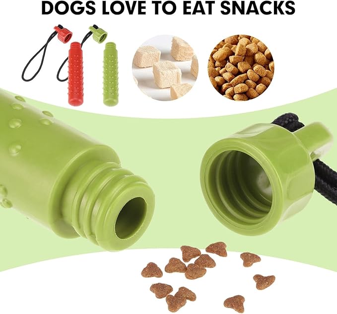 BINGPET Dog Float Bumper Toy 2 Pack,9.3 Inch Detachable Treat Dispensing Puzzle Toys,Training Dummy Retrieving Bumpers Summer Pool Toy Tug Game,Interactive Toys for Medium Large Dogs(Red & Green)