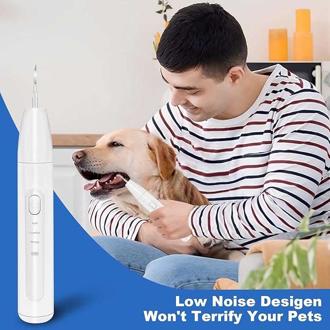 Dog Teeth Cleaning Kit,Dogs Tooth Brushing Kit with Light,3 Modes Doggie Toothbrush, Dog Plaque and Tartar Remover for Teeth,Low Noise Dog Teeth Cleaner,Pure White