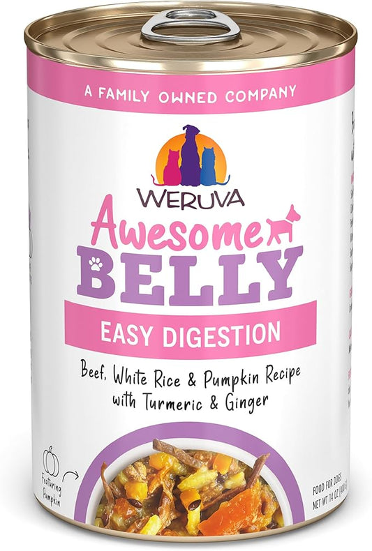 Weruva Awesome Belly Wet Dog Food, Beef & White Rice, 14oz Can (Pack of 10)