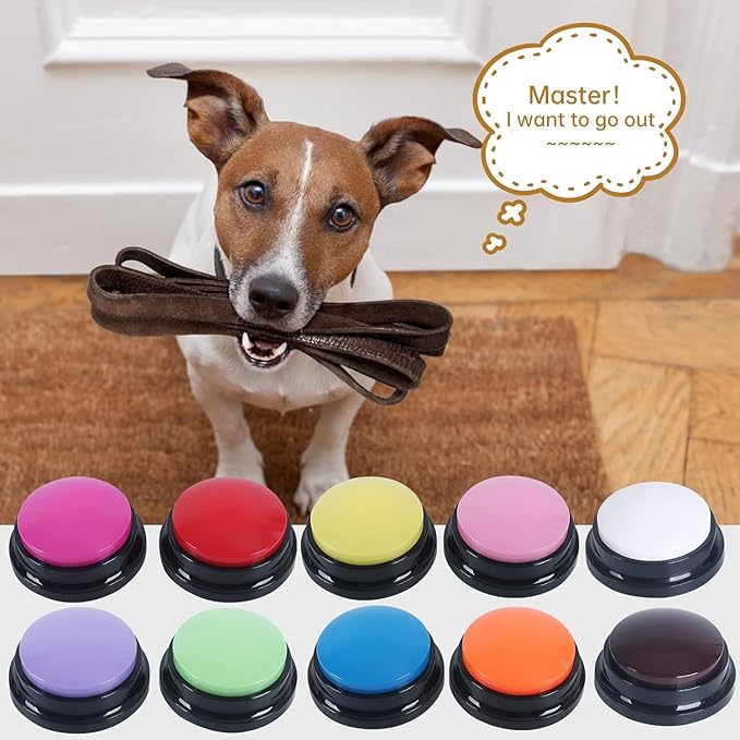 Voice Recording Button, 30 Second Record Button for Dog Pet Interactivity, Gift for Friend, Family, 4 Color Purple, Green, Yellow, Pink