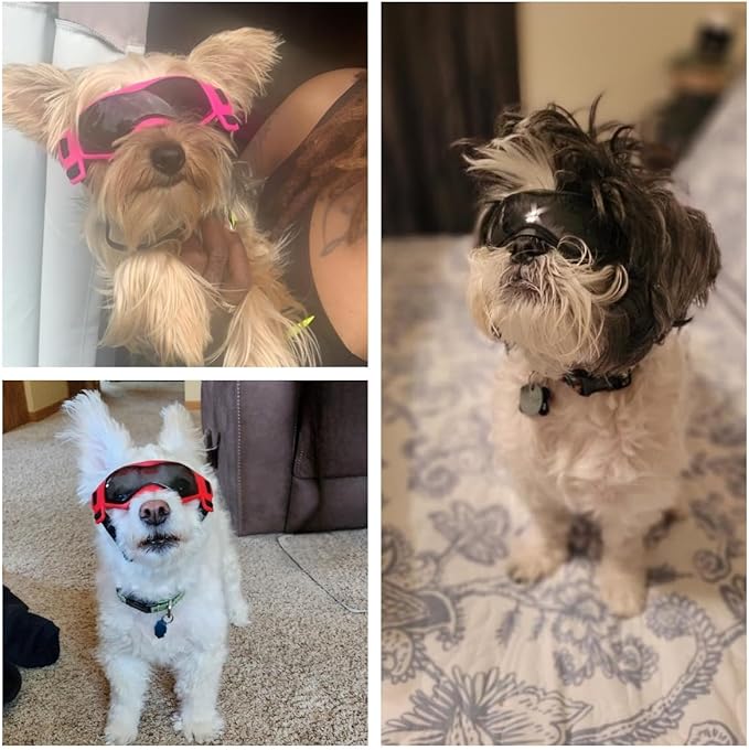 Small Dog Goggles Small Breed, Small Dog Sunglasses UV Eye Protection for Medium Breed Dogs, Doggy Goggles Puppy Eyewear Glasses Pet Sunglasses, Pink