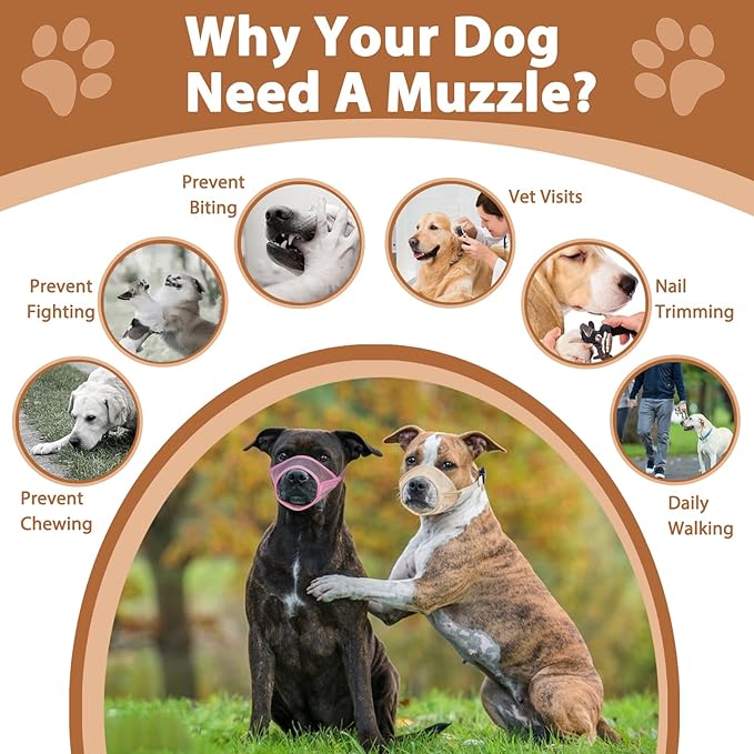 Dog Muzzle Suits for Small Medium Large Dogs, Mesh Muzzle Anti Biting Chewing, Breathable Mouth Cover Set with Adjustable Strap for Grooming Vet Visiting Training (3 PCS(S-L), Beige)