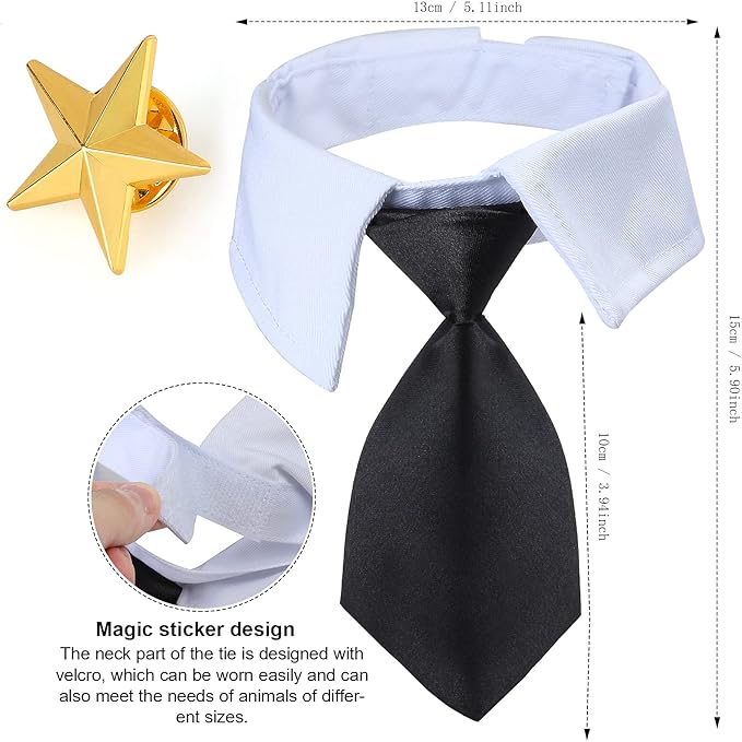 Yewong 3-Piece Pet Captain Costume Accessory Set - Dog & Cat Pilot Hat, Formal Necktie & Collar - Fancy Dress & Halloween Party (Set-A)