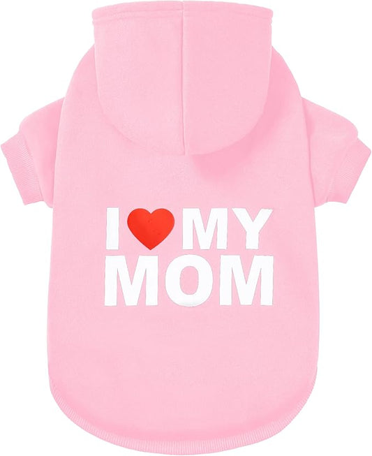 GreenJoy Dog Sweater Dog Hoodie Cold Weather Dog Coat Hooded Sweatshirt for Puppies,Cats, Small Medium Large Dogs (Pink(Mom), X-Small)