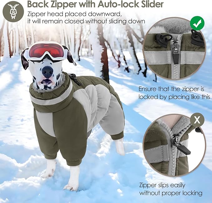 AOFITEE Large Dog Coat Warm Dog Jacket for Winter, Dogs Winter Coat with Harness Built in, Reflective Turtleneck Dogs Puffer Jacket Snowsuit, Full Body Fleece Coats for Small Medium Large Pet, XL