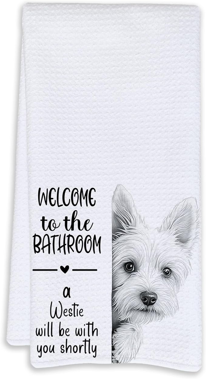 Cabana Bro Funny Westie Bathroom Hand Towels, Westie Gifts for Women, West Highland Terrier Gifts Decorative Hand Towels for Kids Guest Bathroom Washroom Half Bath, 16x24 Inch