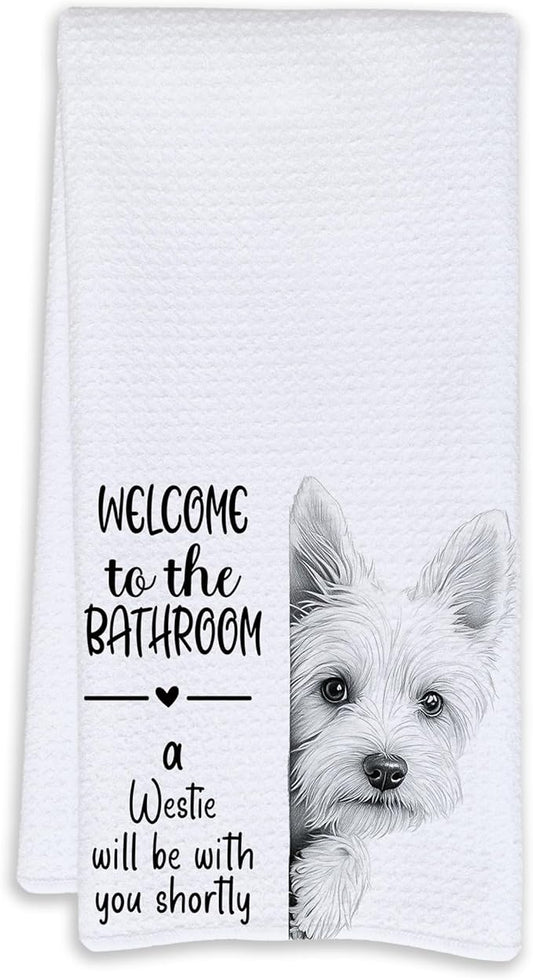 Cabana Bro Funny Westie Bathroom Hand Towels, Westie Gifts for Women, West Highland Terrier Gifts Decorative Hand Towels for Kids Guest Bathroom Washroom Half Bath, 16x24 Inch