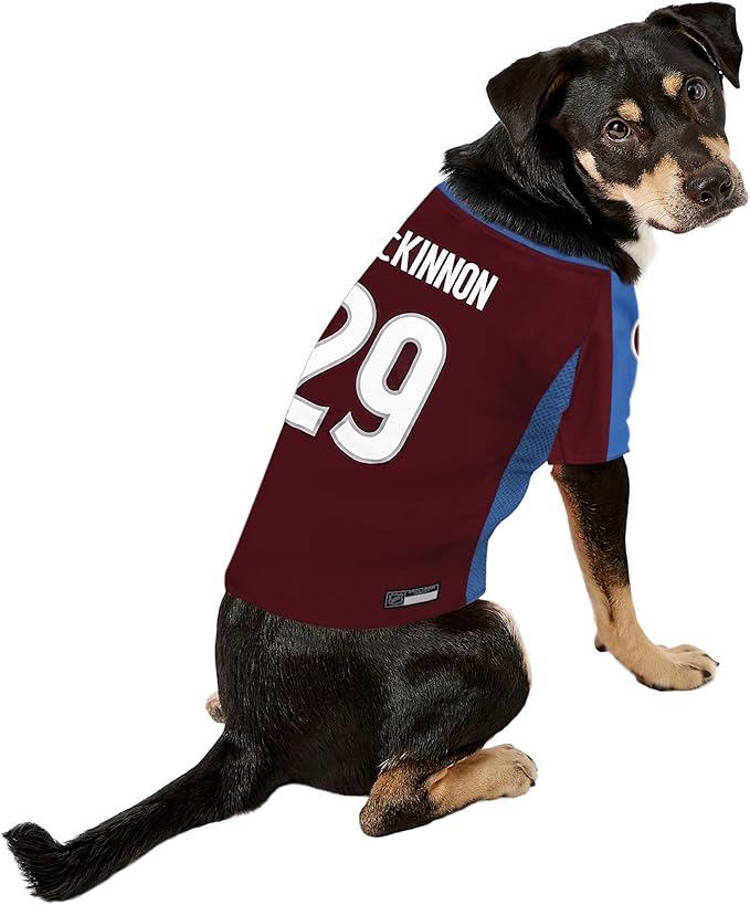Pets First NHLPA Nathan MacKinnon Mesh Jersey for Dogs & Cats, Colorado Avalanche Nate Dogg-29, Dog Jersey, Size X-Large, Licensed Dog Jersey with Your Favorite Hockey Team Player