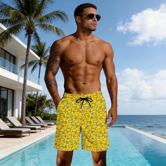 Mens Swim Trunks with Compression Liner Quick Dry Zipper Pocket Bathing