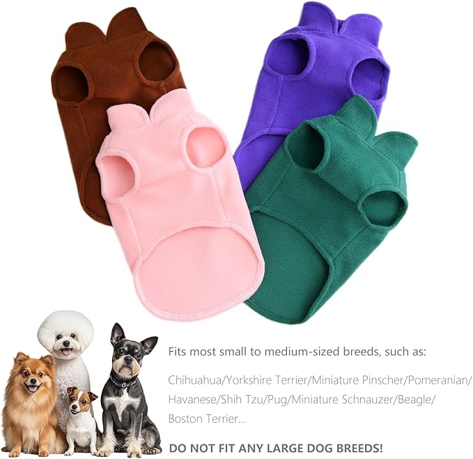 2 Pack Dog Sweater Fleece Vest Pet Warm Pullover Fleece Jacket with D-Ring, Fall Winter Dog Clothes Cold Weather Coat for Puppy and Small Dogs Unisex (Pink Brown, Medium)