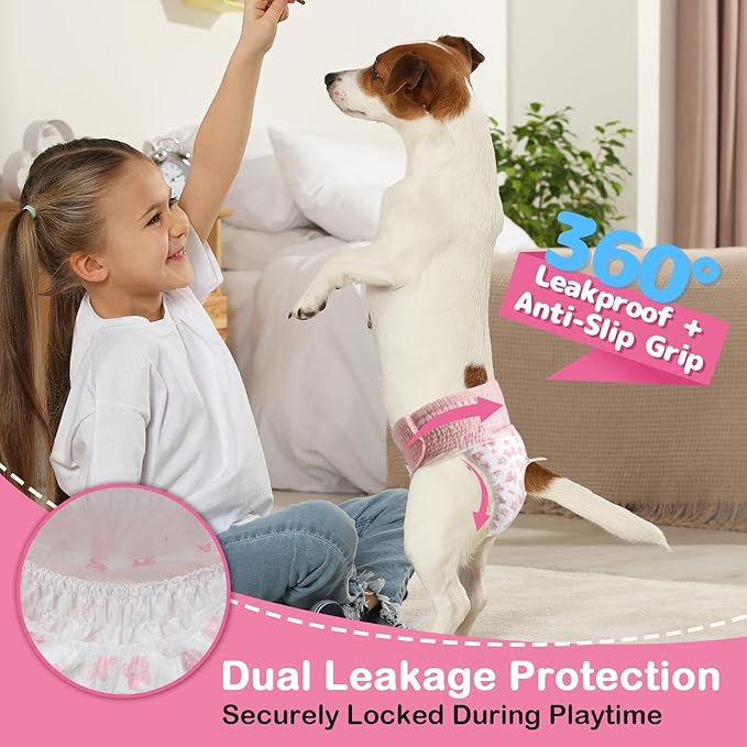 Dono Disposable Pull It Up Female Dog Diapers, 360° Stretchy Waist Puppy Diapers, Super-Absorbent Doggie Diapers with Rapid-Dry Technology Leak-Proof Design for Doggy in Heat Period, S 10 Pcs
