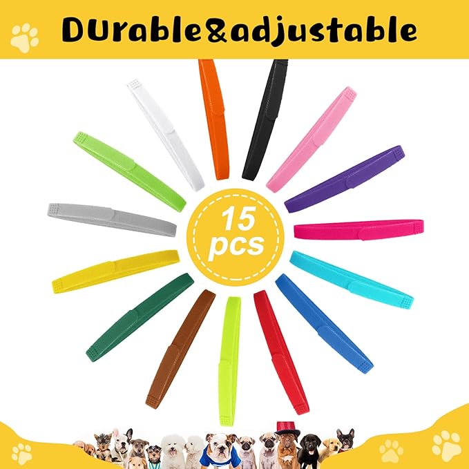 Harloon 47 Pcs Newborn Puppy Collar Health Record Charts Kit Soft Nylon Whelping Puppy Collars Identification Newborn Pets for Pets Pups Assorted Colors