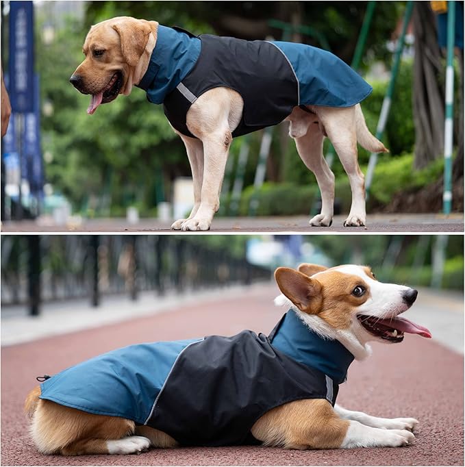 Windproof Dog Winter Jackets - Outdoor Coats for Cold Weather, Waterproof Raincoats with Leash Hole, Black, Blue, XS