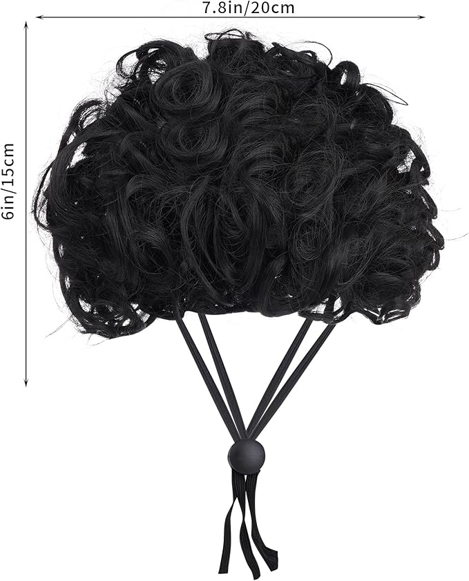 1 Pcs Funny Pets Wigs for Dog, Funny Black Curly Dog Wig Adjustable Pet Wigs for Halloween Pet Costume Accessories for Halloween, Christmas, Parties, Festivals Cosplay