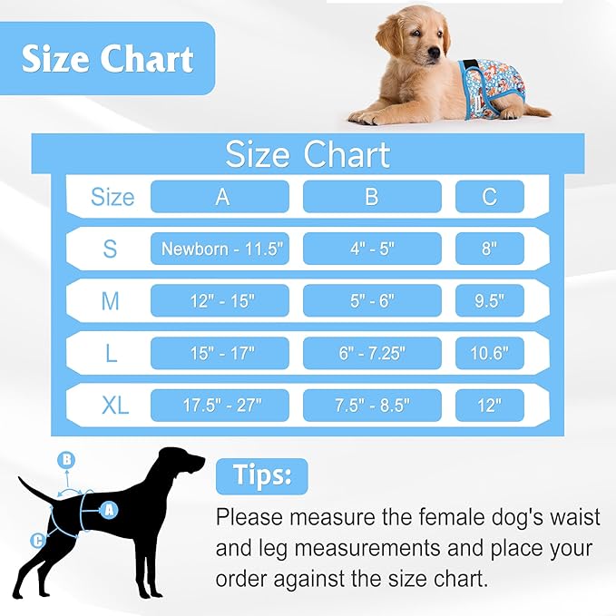 4 Pack Reusable Female Dog Diaper, Highly Absorbent Doggie Diapers for Female Dogs, Dog Diaper Medium, Bulldog