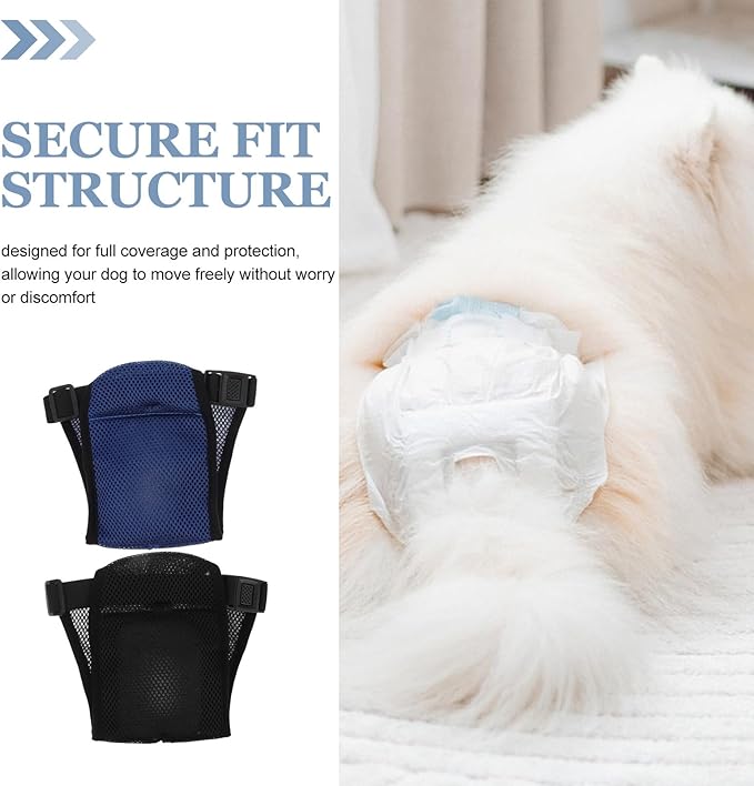VILLCASE Dog Diapers Female Breathable Sanitary Pants with Replaceable Pads Washable Pet Period Pads for Medium Dogs L (40-49cm) 2pcs Black and Navy Menstrual Hygiene Pants