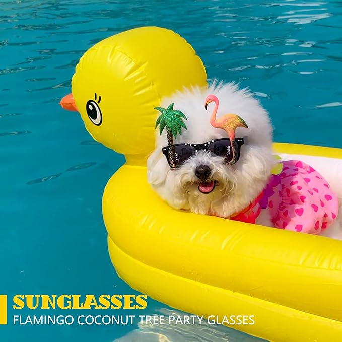 Dog Pool Float, Funny 6-in-1 Inflatable Dog Floats for Pool, Pet Floatie Raft for Small Dogs, Puppy and Doggies, Yellow Duck