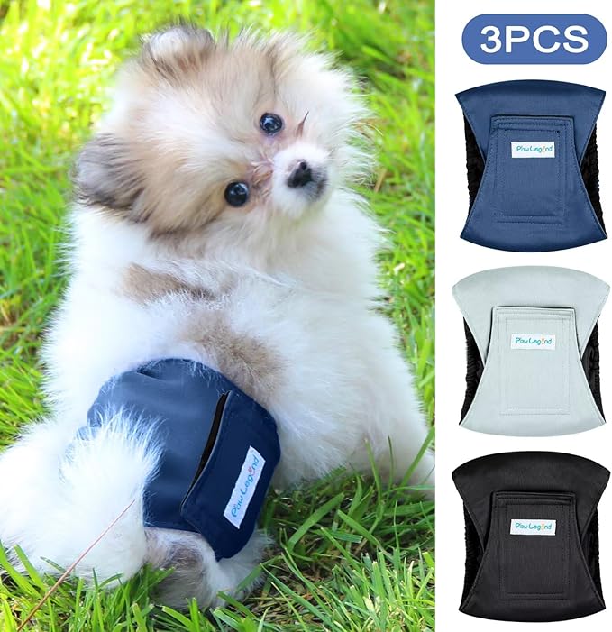 Paw Legend Washable Dogs Diapers Male Dog Belly Bands for Male Dogs Diapers Reusable Puppy & Doggie Diapers Male (3 Pack, X-Small)