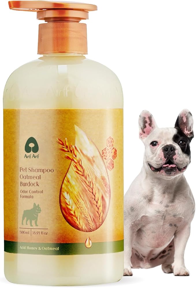 Arf Arf Odor Control Dog Shampoo with Burdock & Oatmeal - German Formula Sebum Regulator for Smelly Bulldogs & Seniors - Long-Lasting Deodorizer for Oily Coats & Itchy Skin - Fresh Scent, 16oz