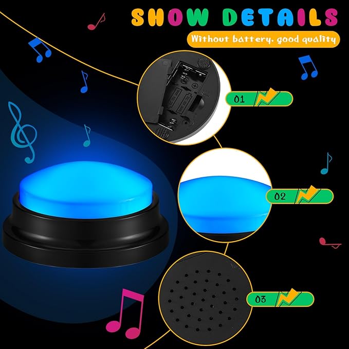 Honoson 8 Pack Recordable Answer Buzzers Button Custom Programmable Sound Buttons Funny Birthday Gifts for Family Trivia Nights Classroom Communication Study Home Office Game(Fresh Color)