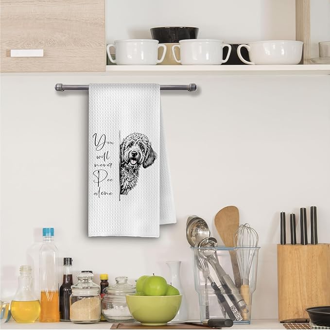 Funny Goldendoodle Dog Bathroom Hand Towels, Goldendoodle Gifts for Women Men, You Will Never Pee Alone Dog Decorative Hand Towels for Bathroom Washroom Restroom, 16x24 Inch
