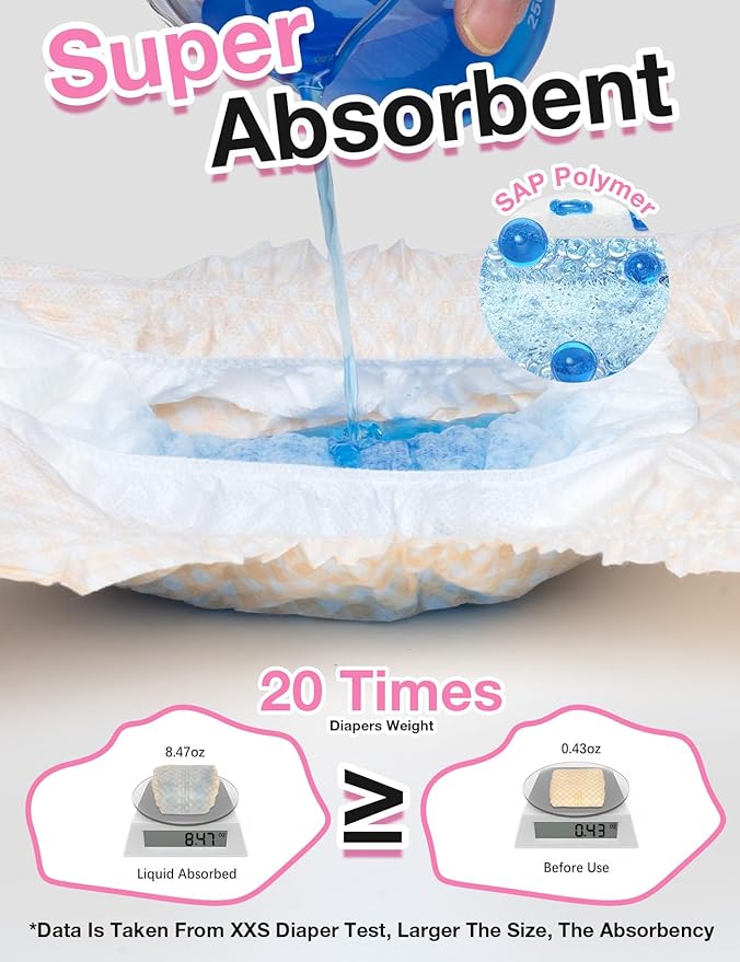 Dono Dog Diapers Female-60Pcs, Disposable Doggie Diapers with Wetness Indicator, Super Absorbent Leak-Proof Pet Puppy Diaper for Female Dogs in Peeing or Elderly Incontinence