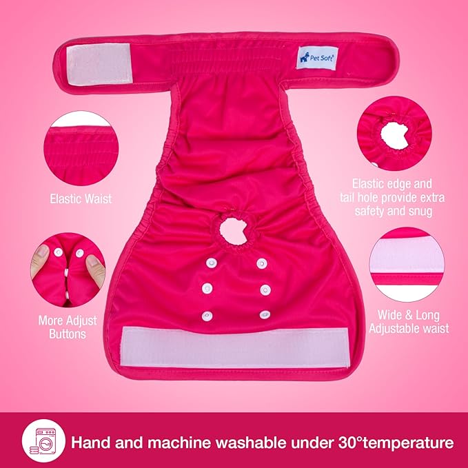 Pet Soft Washable Female Diapers (3 Pack) Female Dog Diapers, Comfort Reusable Doggy Diapers for Girl Dog in Period Heat (Classy, XL)