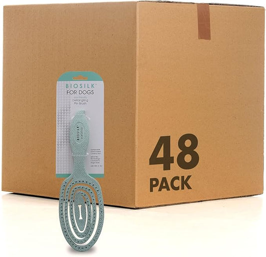 BioSilk for Pets Eco Friendly Detangling Pin Brush for Dogs, Gentle Dog Grooming Brush Designed to Help Remove Knots and Tangles and Support Healthy Coats for All Dogs - 48 Pack