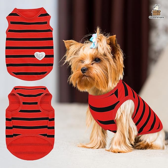 Queenmore Small Dog Shirt,Soft Breathable Dog Shirt for Dogs Cats Boy Girl,Pet Clothes for All Season,Breathable Lightweight Pet Tshirt for Frenchie, Dachshund, Yorkie