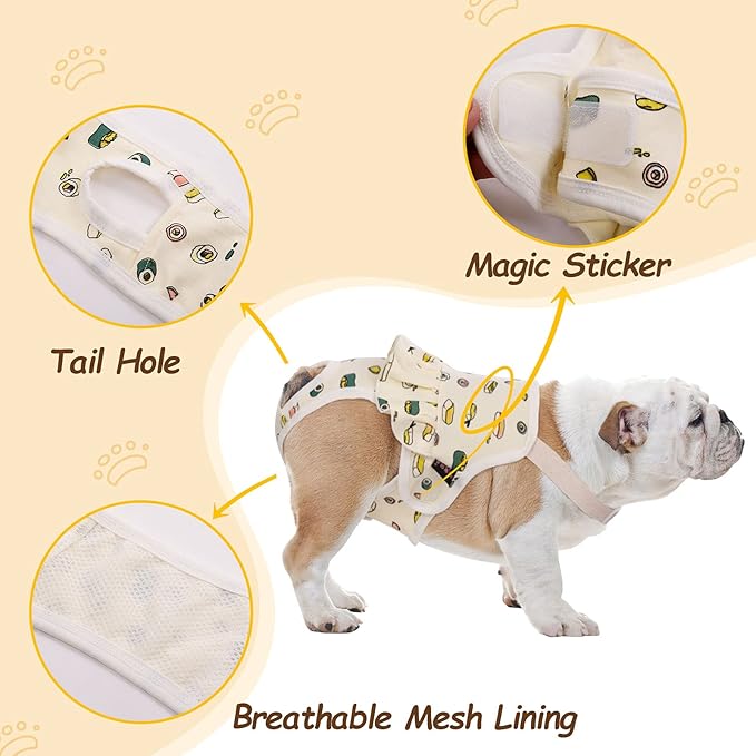 QBLEEV Dog Diapers Female Washable Sanitary Pantie with Adjustable Suspender, Reusable Doggie Period Panties, Pet Underwear Diaper Jumpsuits for Male Dogs in Heat, Puppy Diapers for French Bulldog L