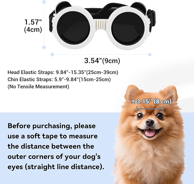 Extra Small Dog Helmet with Cute Dog Goggles, Protects Eyes & Head from Impact, Ideal for Puppy Riding/Outdoor Activities/Halloween Cosplay, White