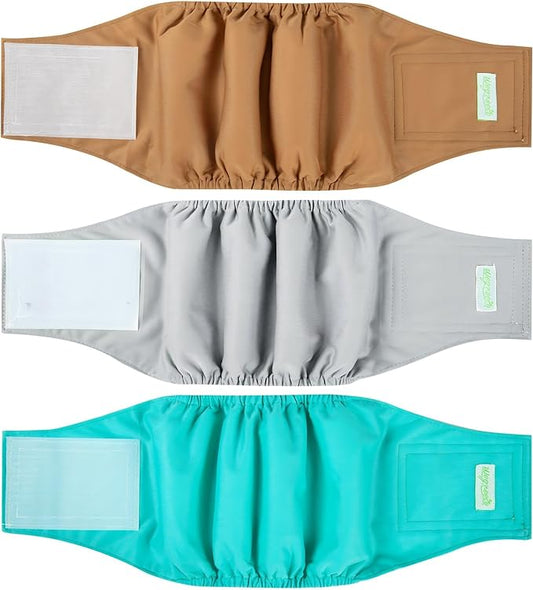 wegreeco Washable Male Dog Belly Band (Stylish Pattern)- Pack of 3 - Male Dog Belly Wrap, Dog Diapers Male (Blue Gray Coffee, X-Large)