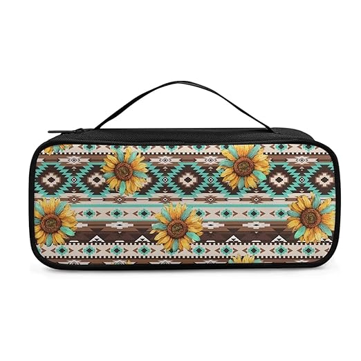 Gomyblomy Aztec Sunflower Stethoscope Bag Protective Stethoscope Carrying Case with Extra Room for Bandage Scissors Penlight, Portable Stethoscope Case for Nurses and Doctors