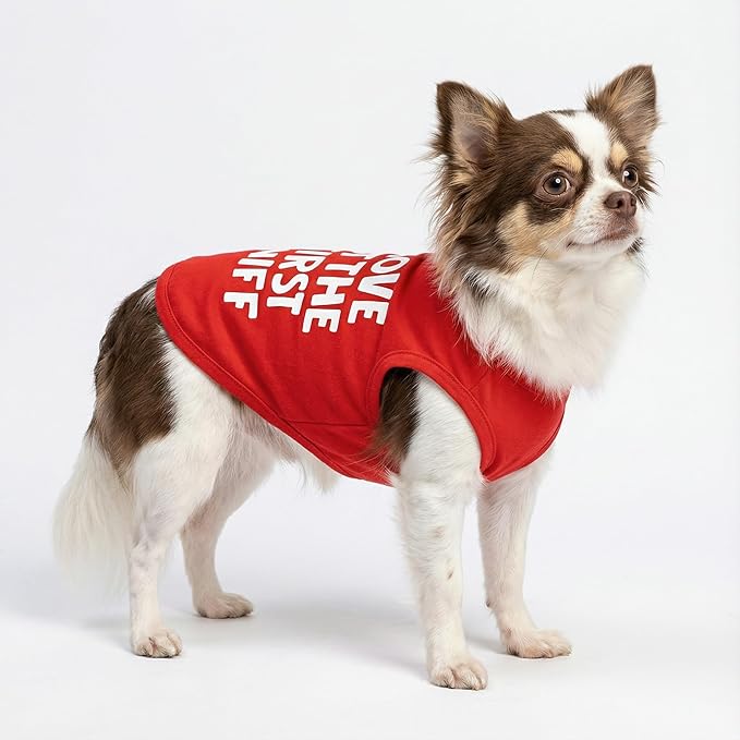 Fitwarm Love at The First Sniff Shirt, Valentines Outfit, Summer Clothes for Small Dogs Boy Girl, Funny Tshirt, Lightweight Breathable Cotton, Pet Cat Outfit, Red, XXL