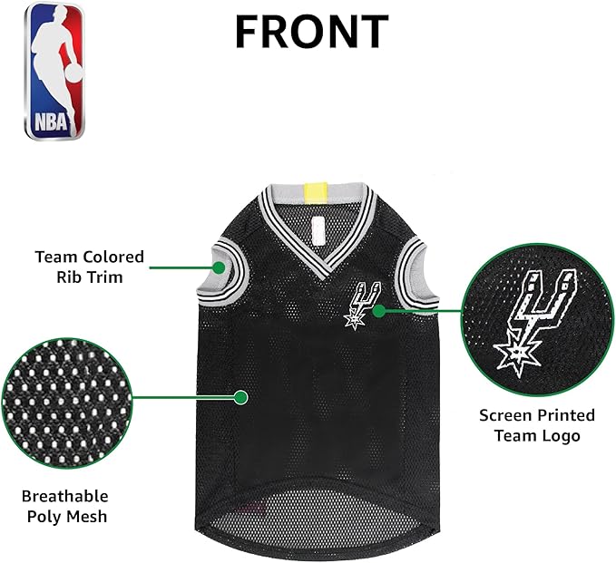 NBA SAN ANTONIO SPURS DOG Jersey, X-Small - Tank Top Basketball Pet Jersey
