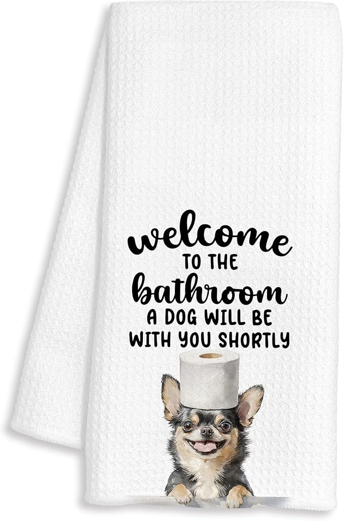 Funny Chihuahua Dog Hand Towels for Bathroom Decor, Chihuahua Gifts for Women Men, Dog Lover Gifts Decorative Hand Towels for Bathroom Restroom Room, 16x24 Inch